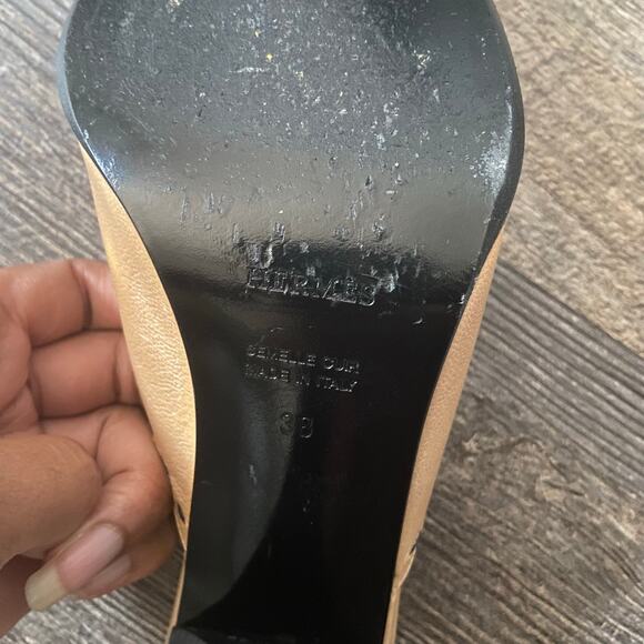 Hermès Tan Leather Stitched Trim Mule Heels, Sz 38 / 7.5 - Picture 5 of 16